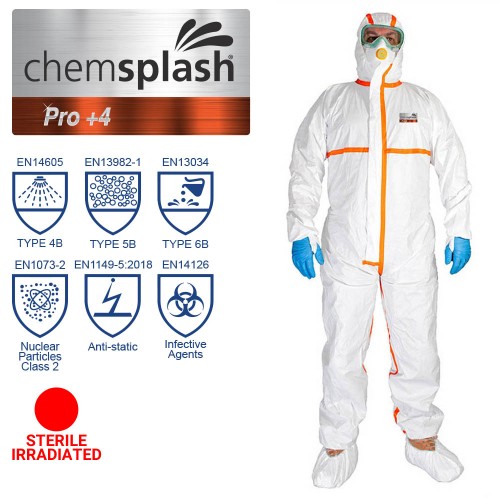 Chemsplash Pro +4 CoverallType 4B/5B/6B(SterileIrradiated) Chemsplash